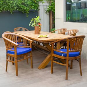 TEAK Solo Outdoor Dining Table 6 Setting