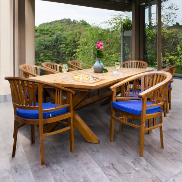 TEAK Solo Outdoor Dining Table 8 Setting